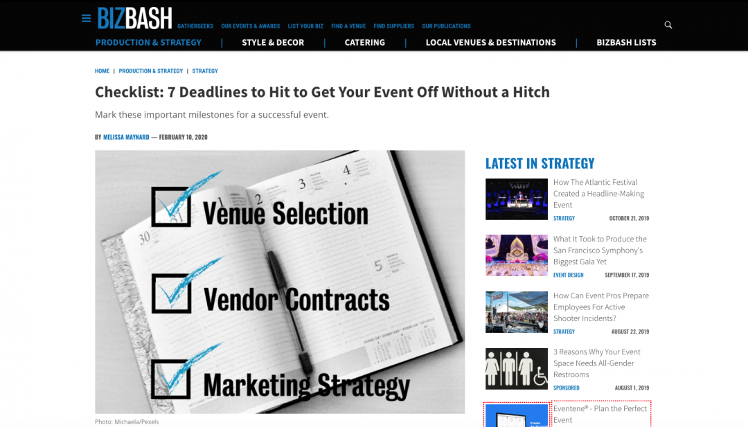 Checklist: 7 Deadlines to Hit to Get Your Event Off Without a Hitch/Bizbash.com