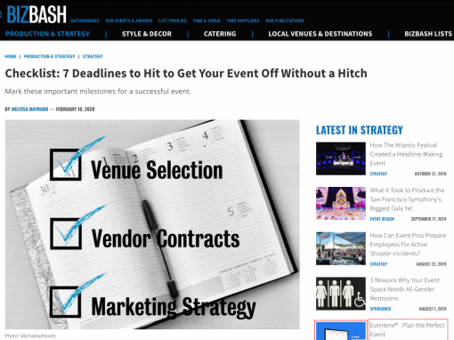 Checklist: 7 Deadlines to Hit to Get Your Event Off Without a Hitch/Bizbash.com